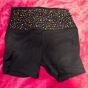 Women's Black Athletic Shorts with Multicolor Dots